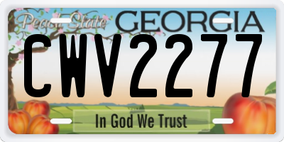 GA license plate CWV2277