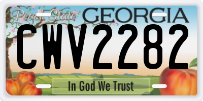 GA license plate CWV2282