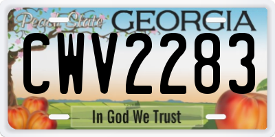 GA license plate CWV2283
