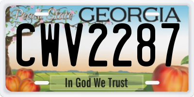 GA license plate CWV2287