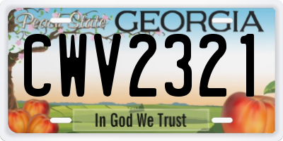 GA license plate CWV2321