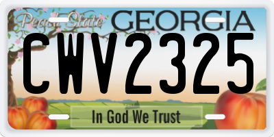 GA license plate CWV2325