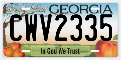GA license plate CWV2335