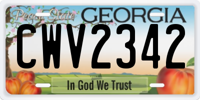 GA license plate CWV2342