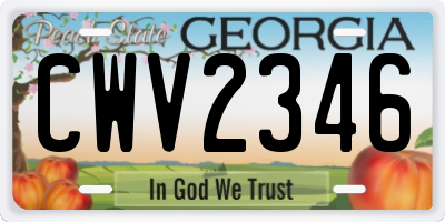 GA license plate CWV2346