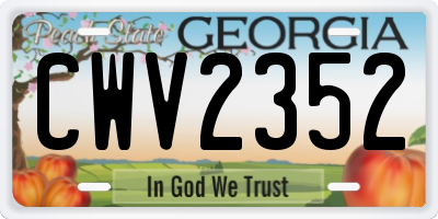 GA license plate CWV2352