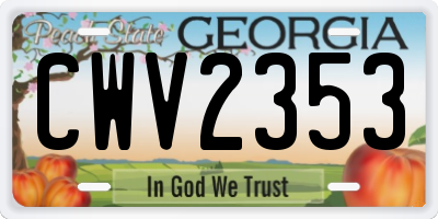 GA license plate CWV2353