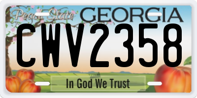 GA license plate CWV2358
