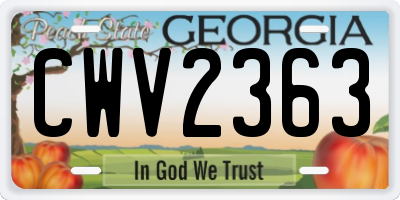 GA license plate CWV2363