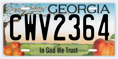 GA license plate CWV2364