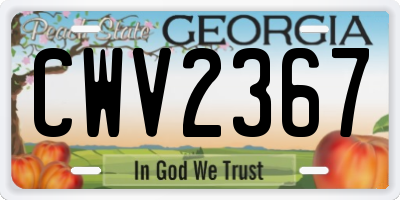 GA license plate CWV2367
