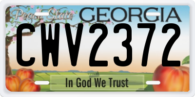 GA license plate CWV2372