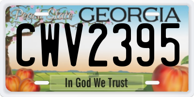 GA license plate CWV2395