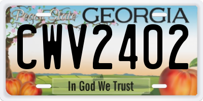 GA license plate CWV2402