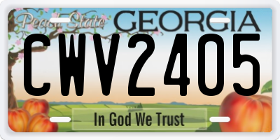 GA license plate CWV2405