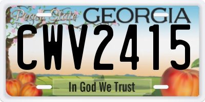 GA license plate CWV2415