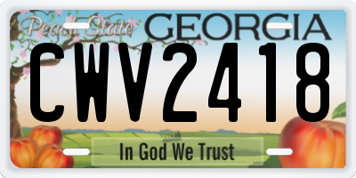 GA license plate CWV2418