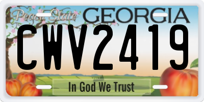 GA license plate CWV2419