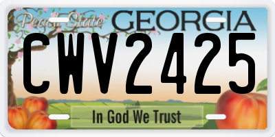 GA license plate CWV2425