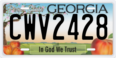 GA license plate CWV2428