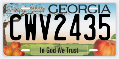GA license plate CWV2435
