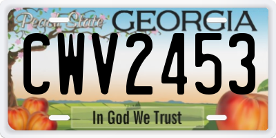 GA license plate CWV2453