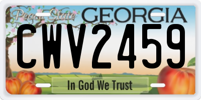 GA license plate CWV2459