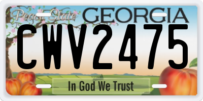 GA license plate CWV2475