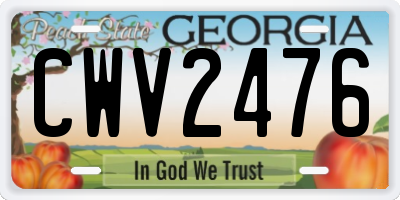 GA license plate CWV2476