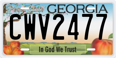 GA license plate CWV2477