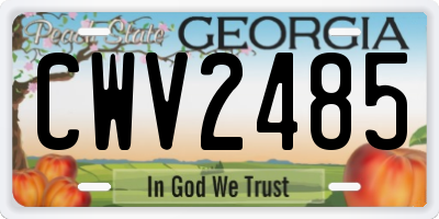 GA license plate CWV2485