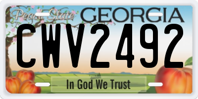 GA license plate CWV2492