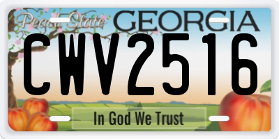 GA license plate CWV2516