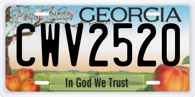 GA license plate CWV2520
