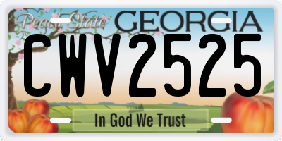 GA license plate CWV2525