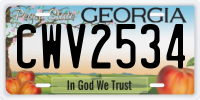 GA license plate CWV2534