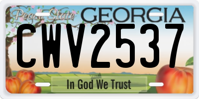 GA license plate CWV2537