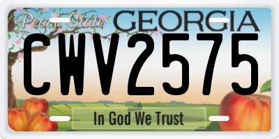 GA license plate CWV2575