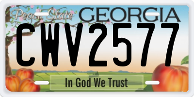 GA license plate CWV2577