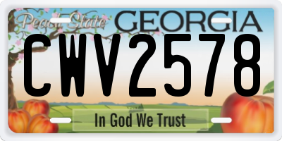 GA license plate CWV2578