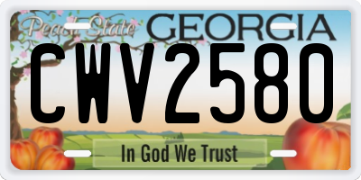 GA license plate CWV2580