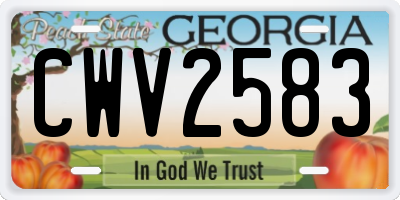 GA license plate CWV2583