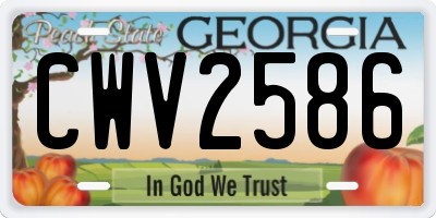 GA license plate CWV2586