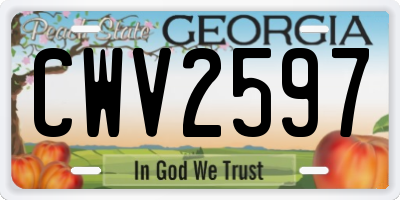 GA license plate CWV2597
