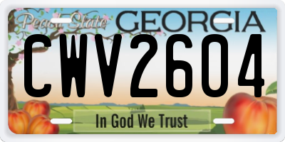 GA license plate CWV2604