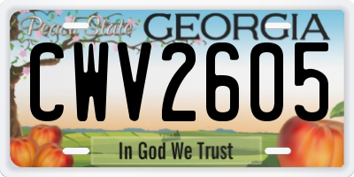 GA license plate CWV2605