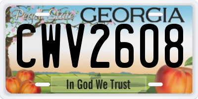 GA license plate CWV2608