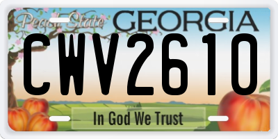 GA license plate CWV2610