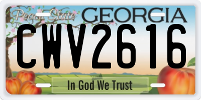 GA license plate CWV2616