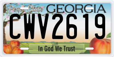 GA license plate CWV2619
